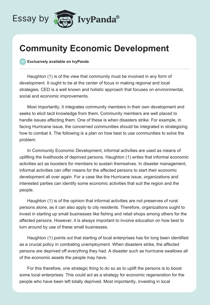 Community Economic Development. Page 1