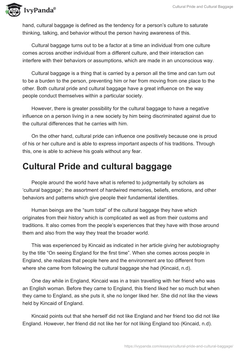 Cultural Pride and Cultural Baggage. Page 2