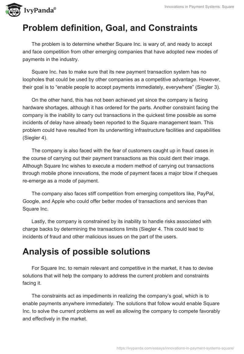 Innovations in Payment Systems: Square. Page 2