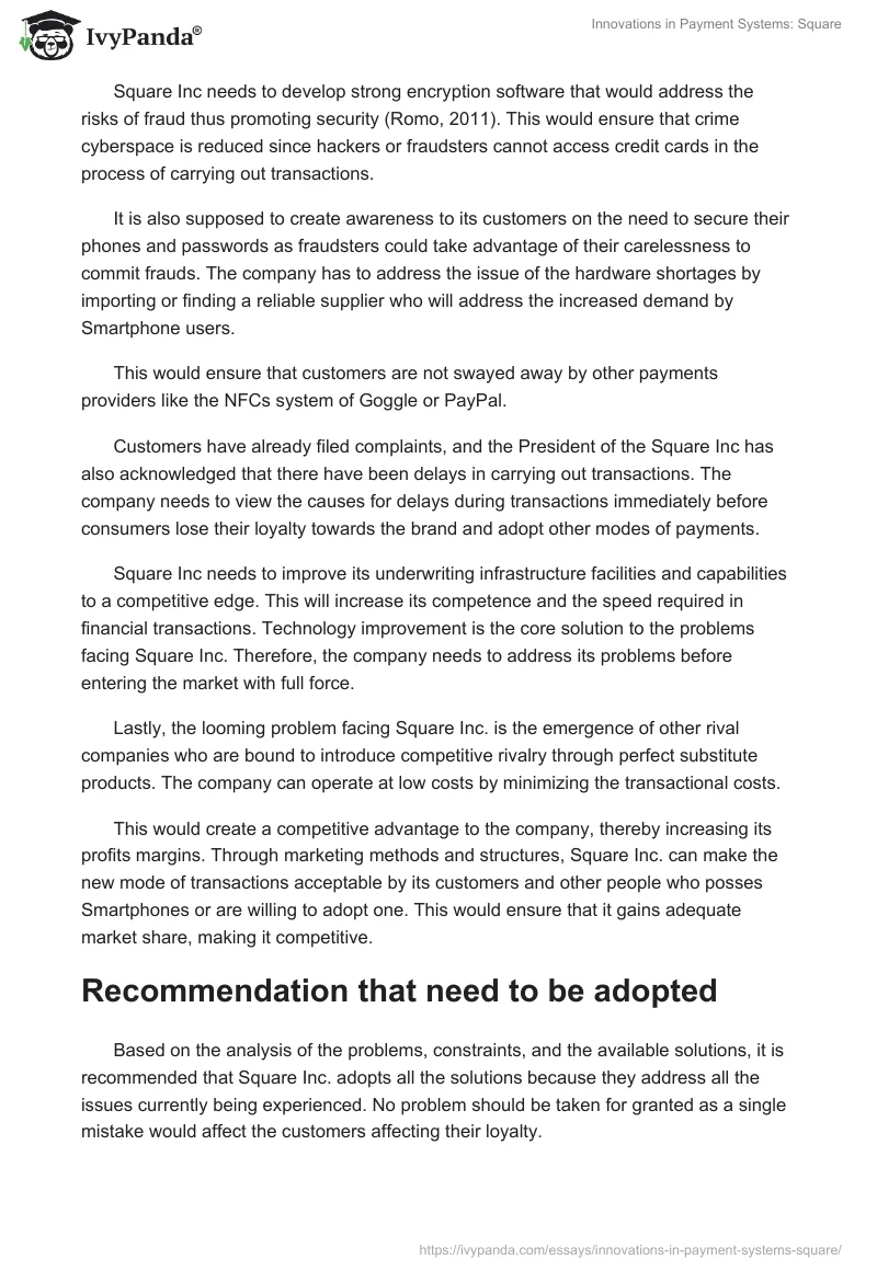 Innovations in Payment Systems: Square. Page 3
