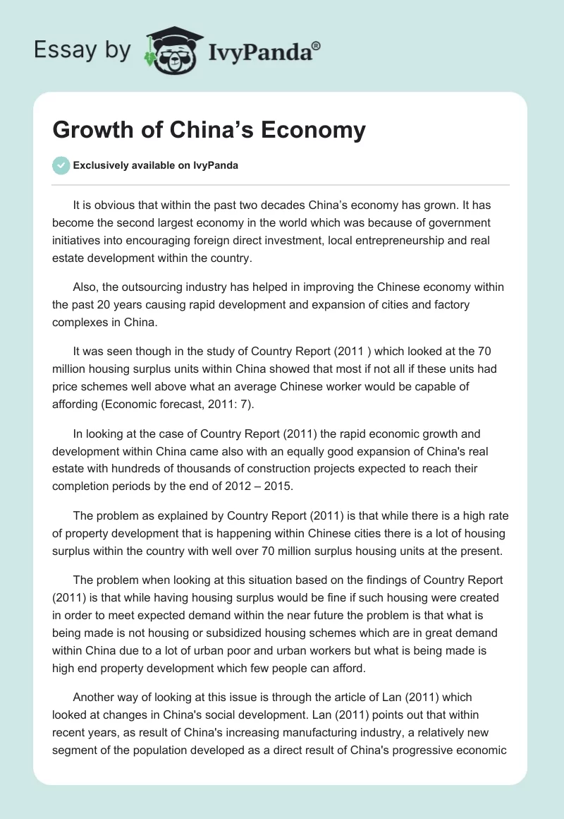 Growth of China’s Economy. Page 1