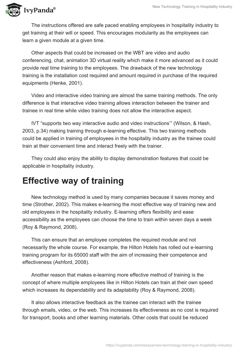 New Technology Training in Hospitality Industry. Page 5
