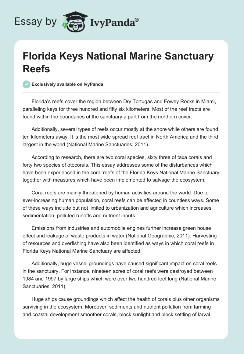 Florida Keys National Marine Sanctuary Reefs. Page 1