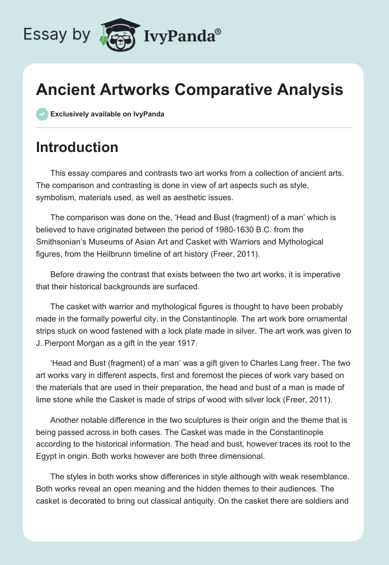 Ancient Artworks Comparative Analysis. Page 1