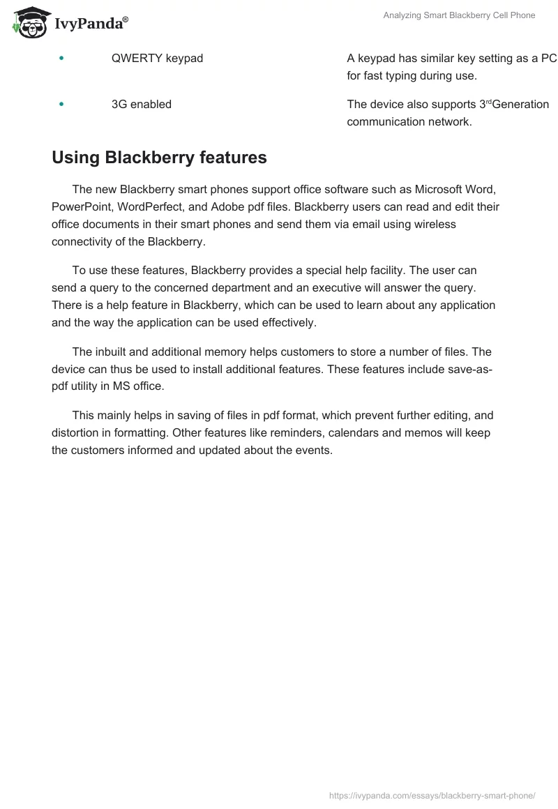 Analyzing Smart Blackberry Cell Phone. Page 4