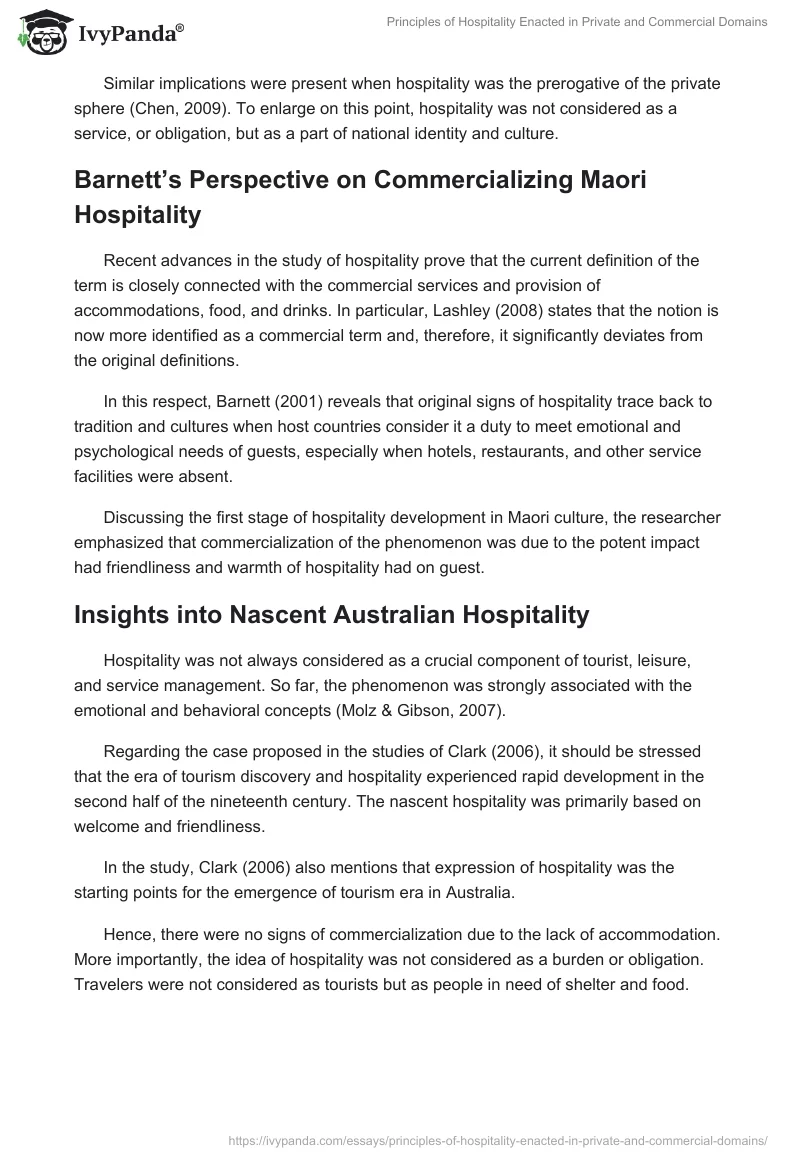 Principles of Hospitality Enacted in Private and Commercial Domains. Page 2
