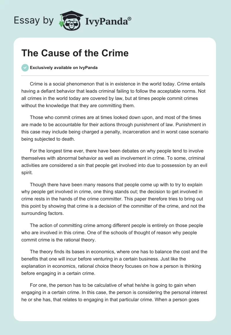The Cause of the Crime. Page 1