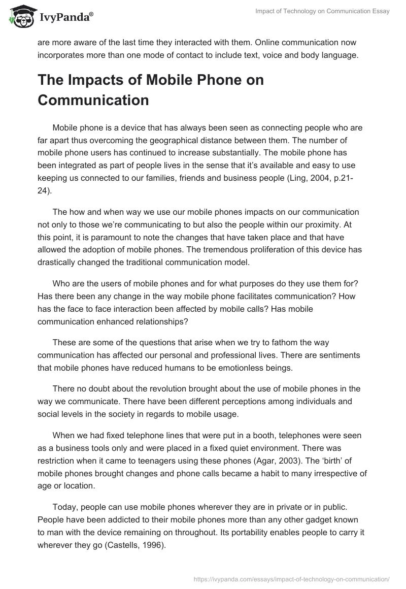 Impact of Technology on Communication Essay. Page 4