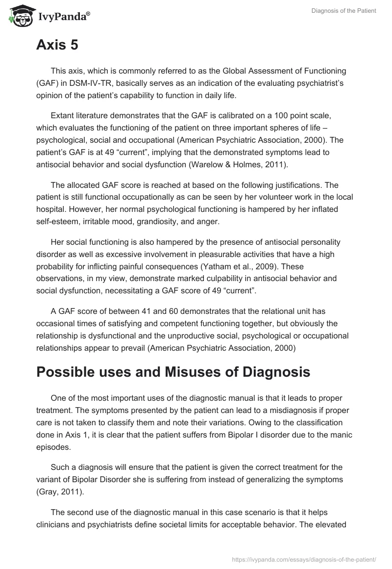 Diagnosis of the Patient. Page 3