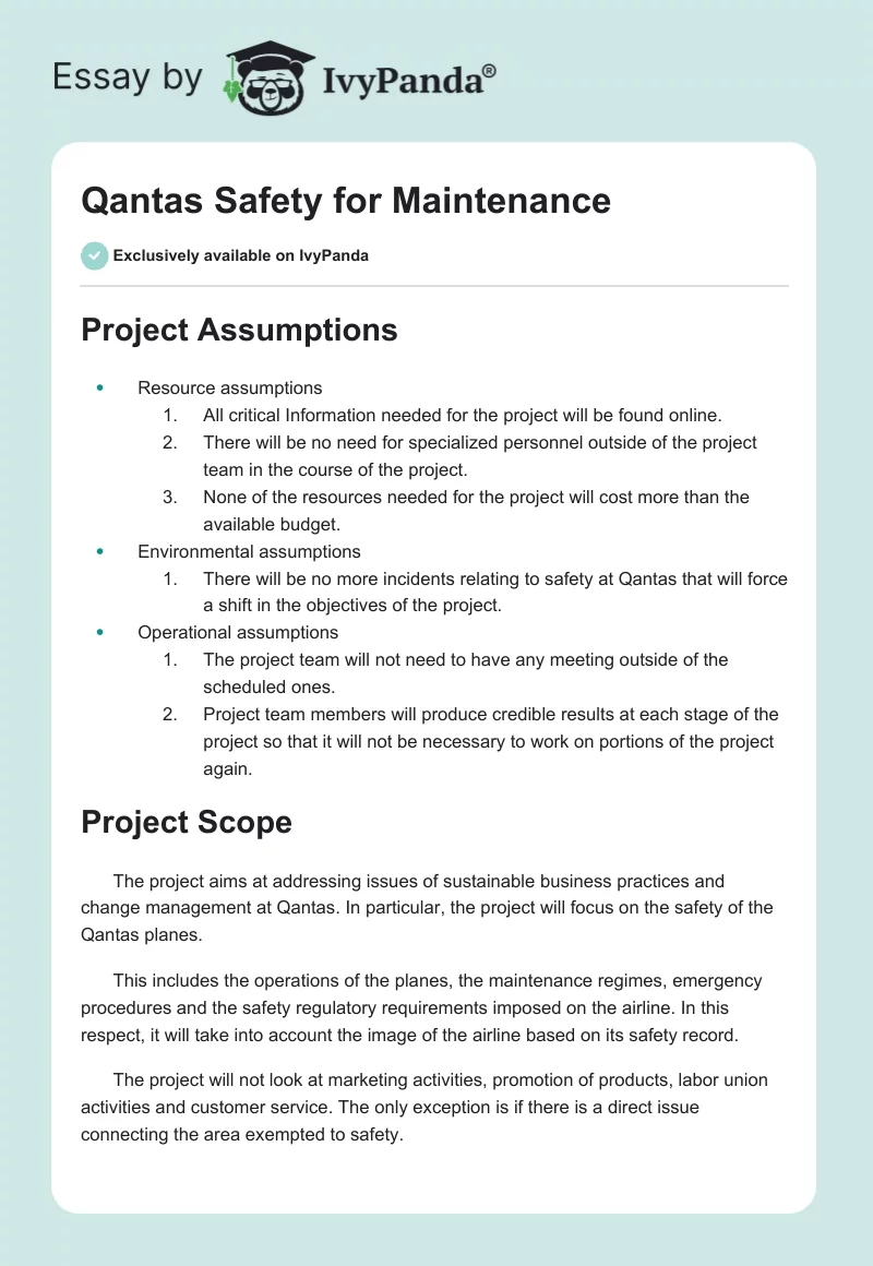 Qantas Safety for Maintenance. Page 1