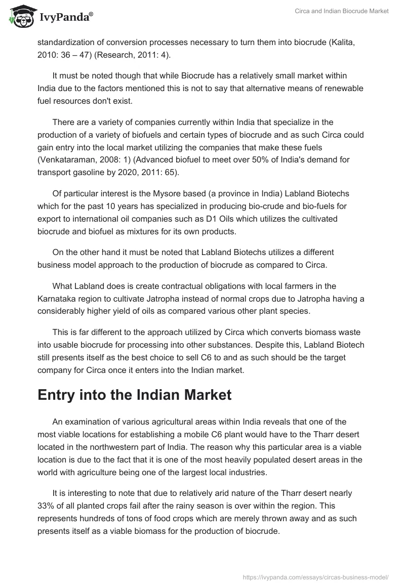 Circa and Indian Biocrude Market. Page 2
