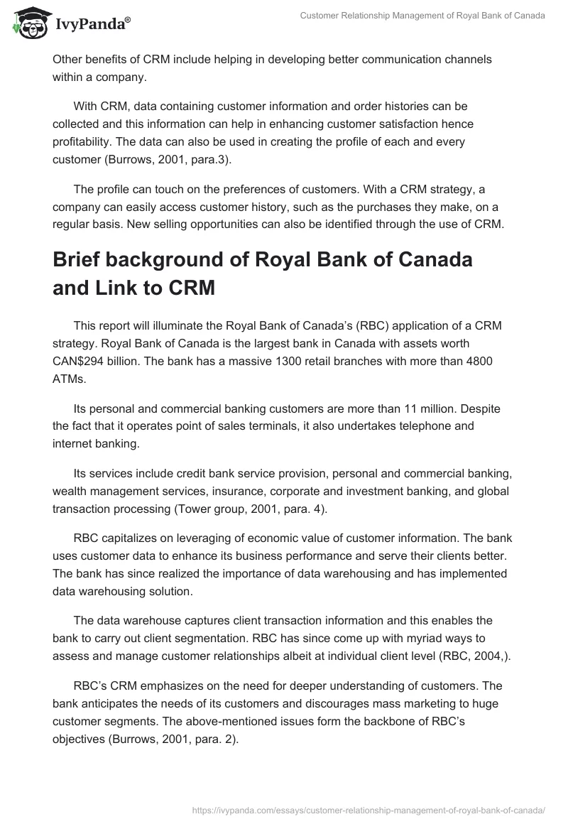 Customer Relationship Management of Royal Bank of Canada. Page 2
