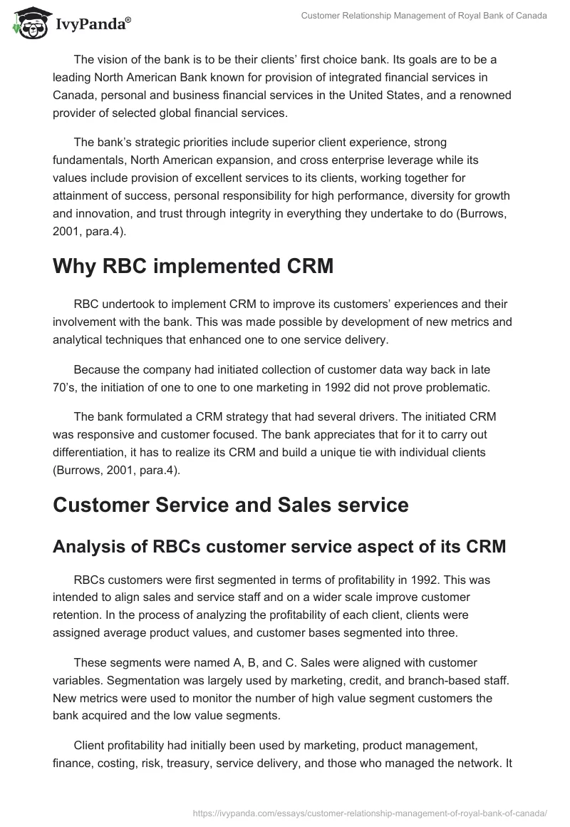 Customer Relationship Management of Royal Bank of Canada. Page 3