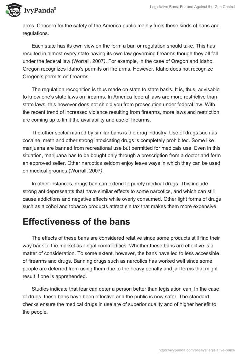 Legislative Bans: For and Against the Gun Control. Page 2