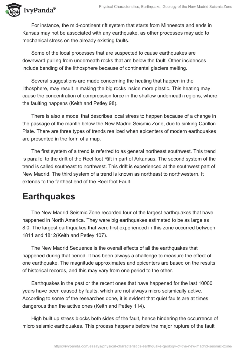 Physical Characteristics, Earthquake, Geology of the New Madrid Seismic Zone. Page 4