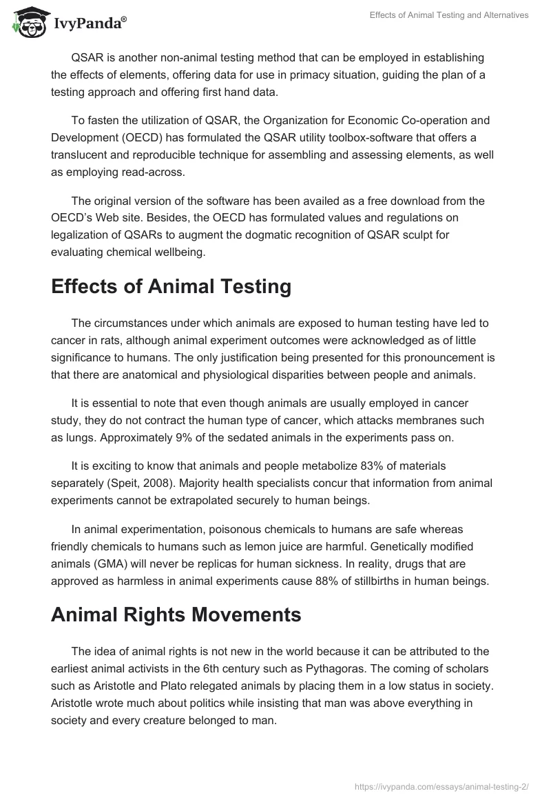 Effects of Animal Testing and Alternatives. Page 4