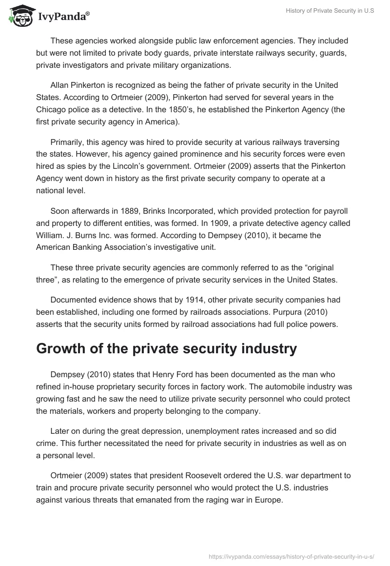 History of Private Security in U.S. Page 2