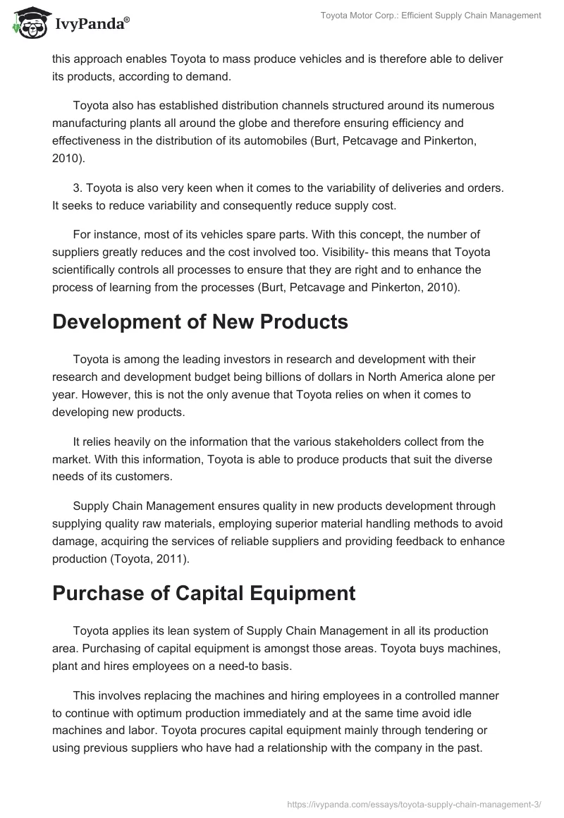 Toyota Motor Corp.: Efficient Supply Chain Management. Page 3