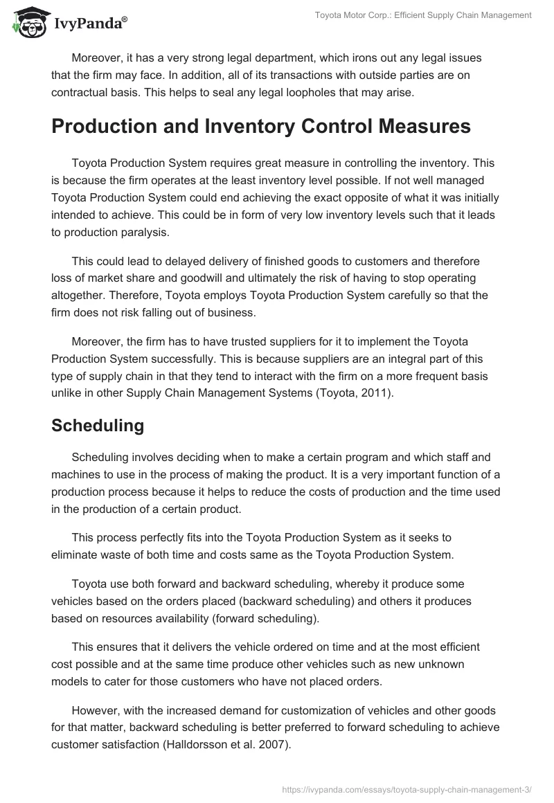 Toyota Motor Corp.: Efficient Supply Chain Management. Page 5