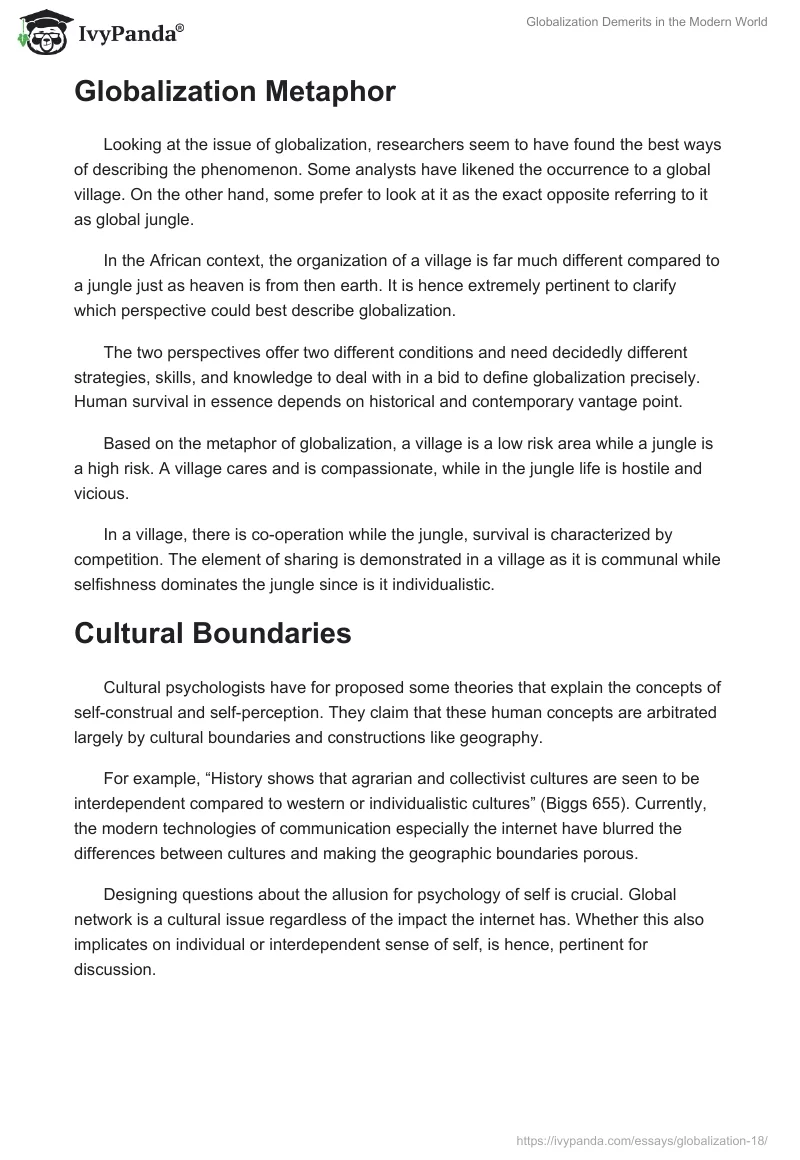 Globalization Demerits in the Modern World. Page 2