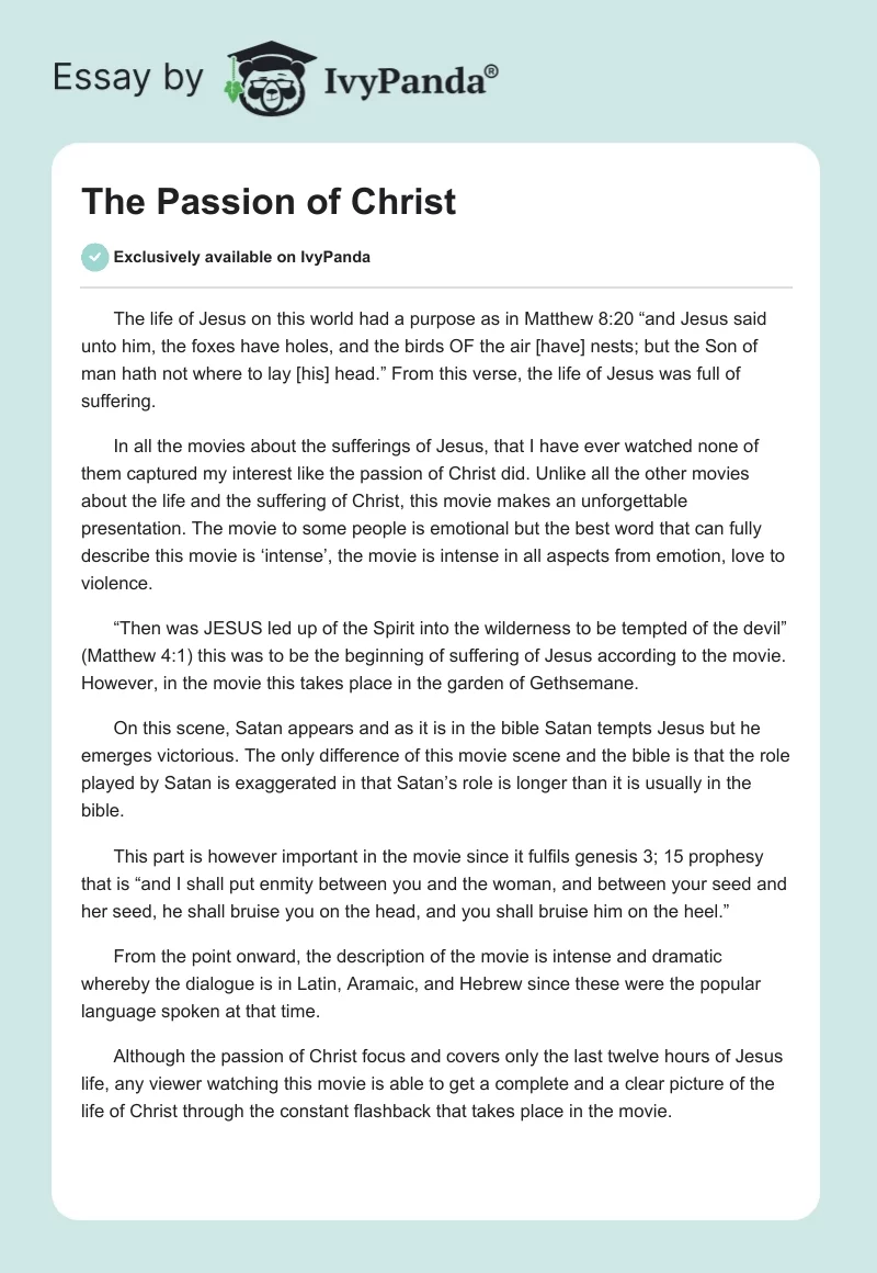 The Passion of Christ. Page 1