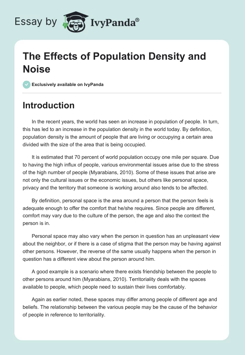 The Effects of Population Density and Noise. Page 1