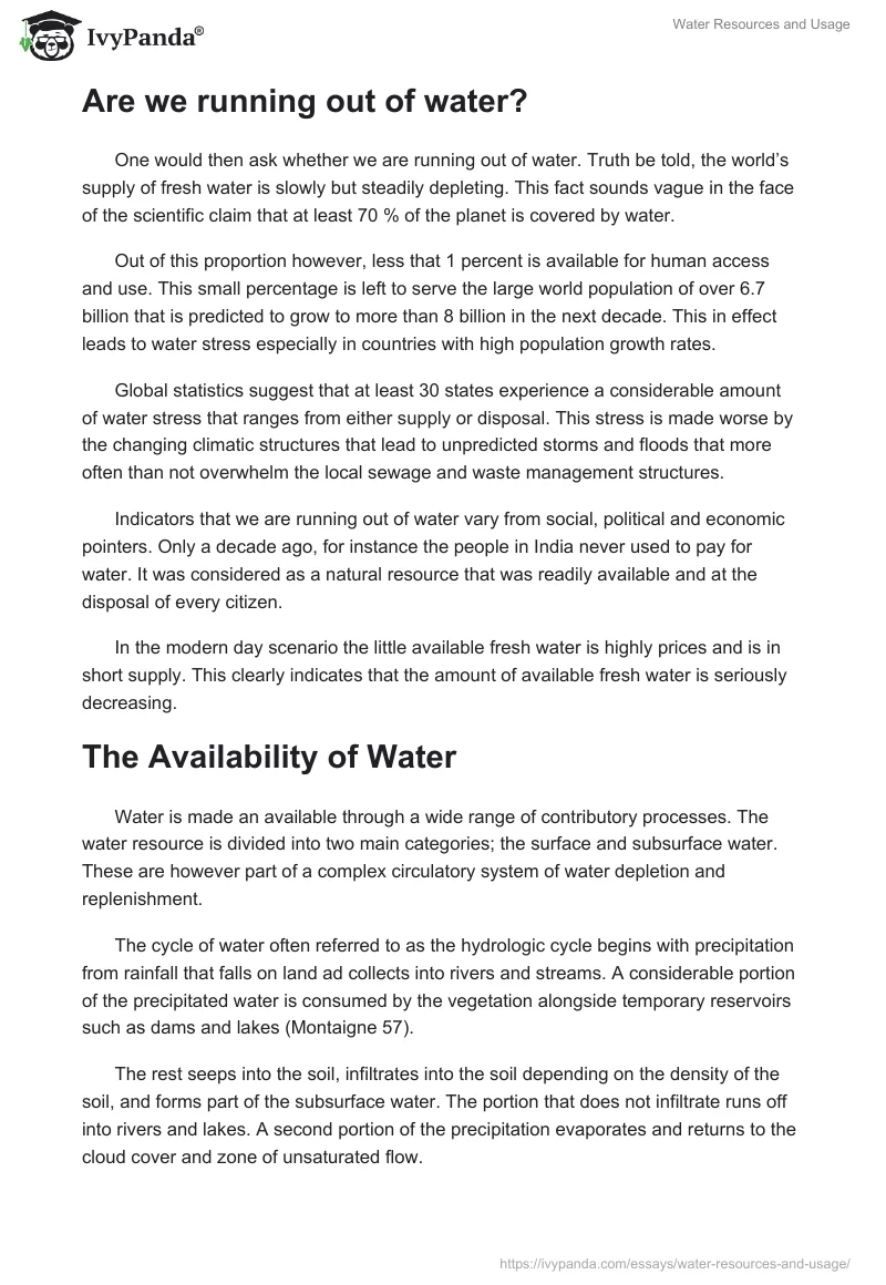 Water Resources and Usage. Page 2