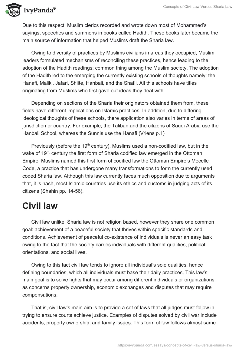 Concepts of Civil Law Versus Sharia Law. Page 3