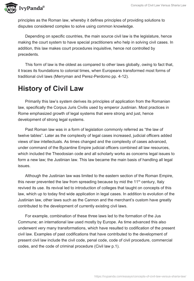 Concepts of Civil Law Versus Sharia Law. Page 4