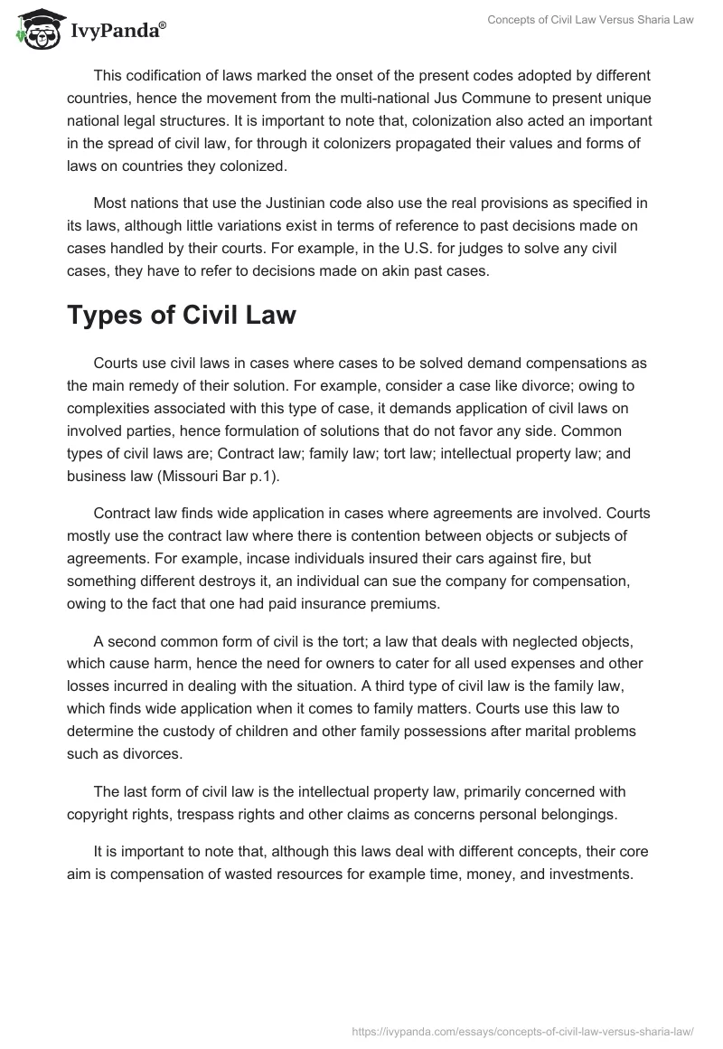 Concepts of Civil Law Versus Sharia Law. Page 5