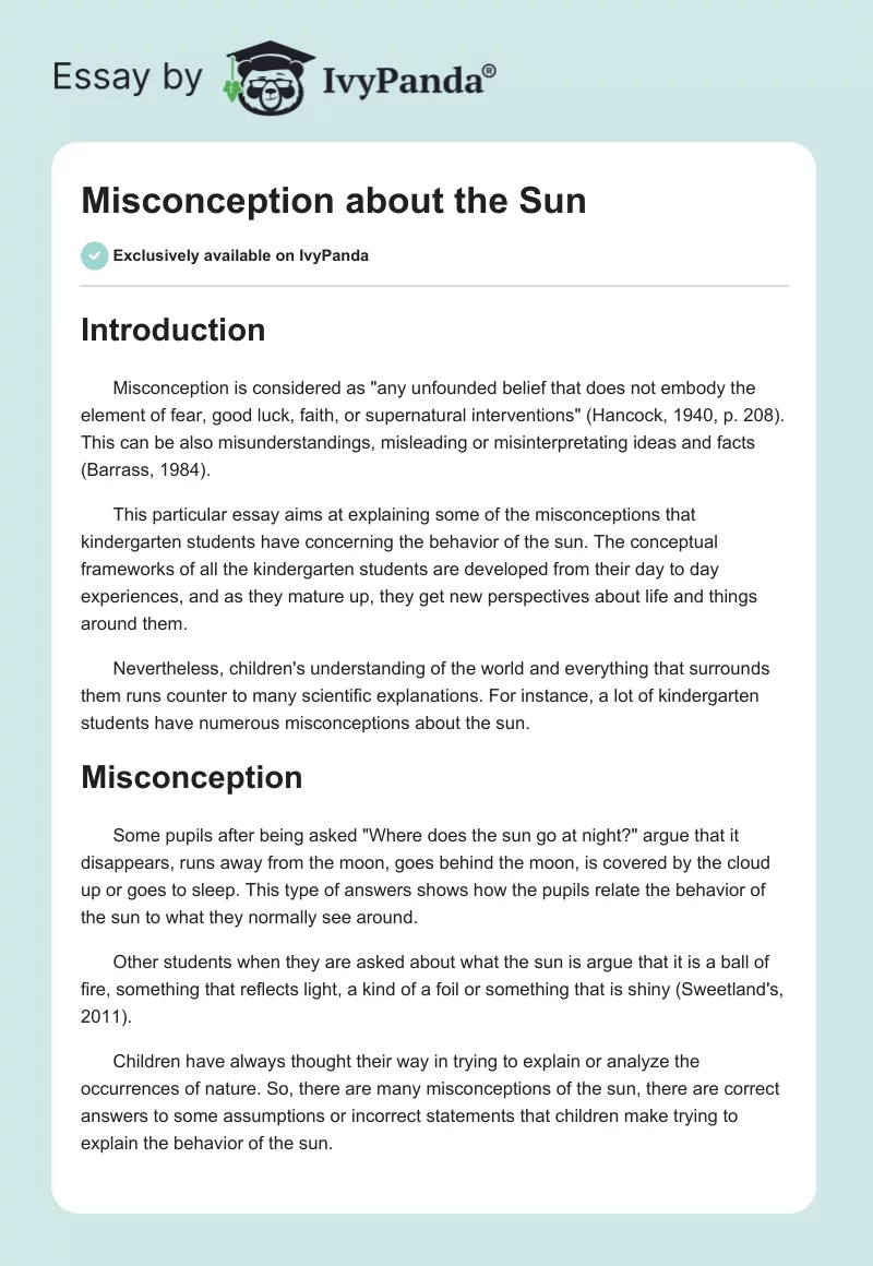 Misconception about the Sun. Page 1