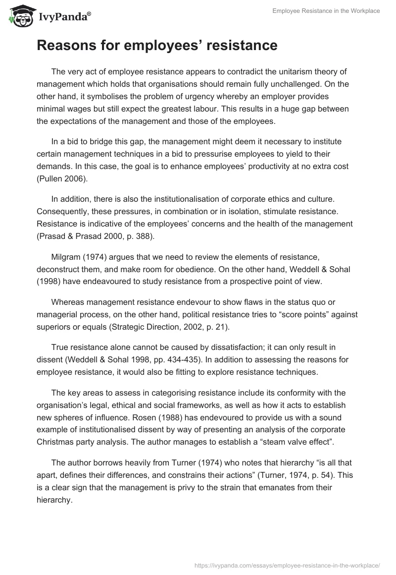 Employee Resistance in the Workplace. Page 2