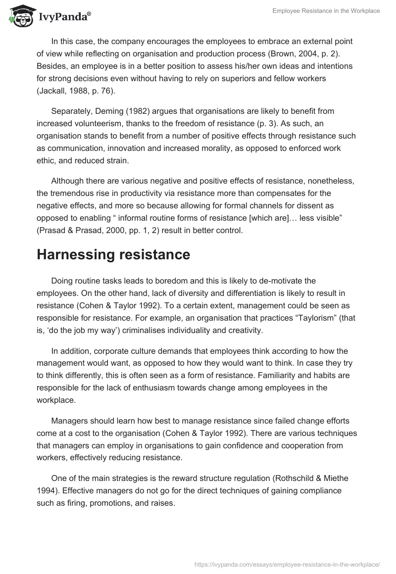 Employee Resistance in the Workplace. Page 5