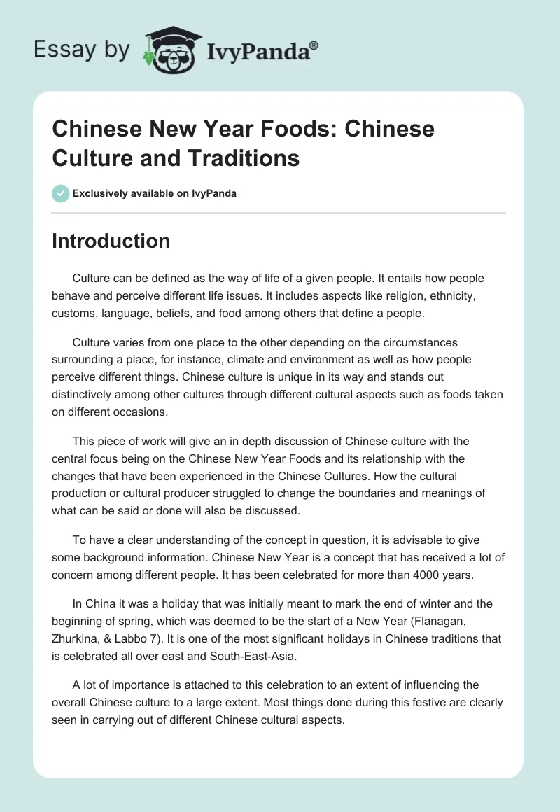 Chinese New Year Foods: Chinese Culture and Traditions. Page 1