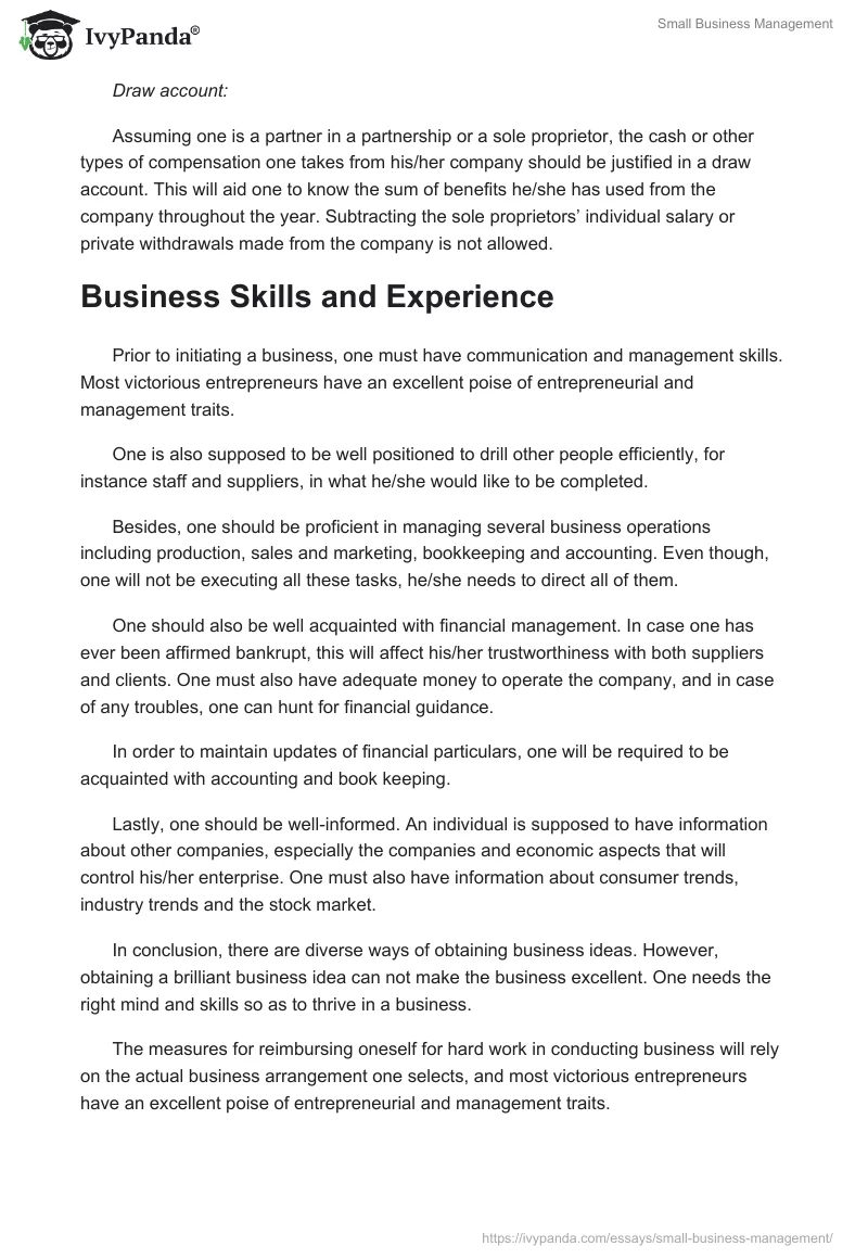 Small Business Management. Page 4