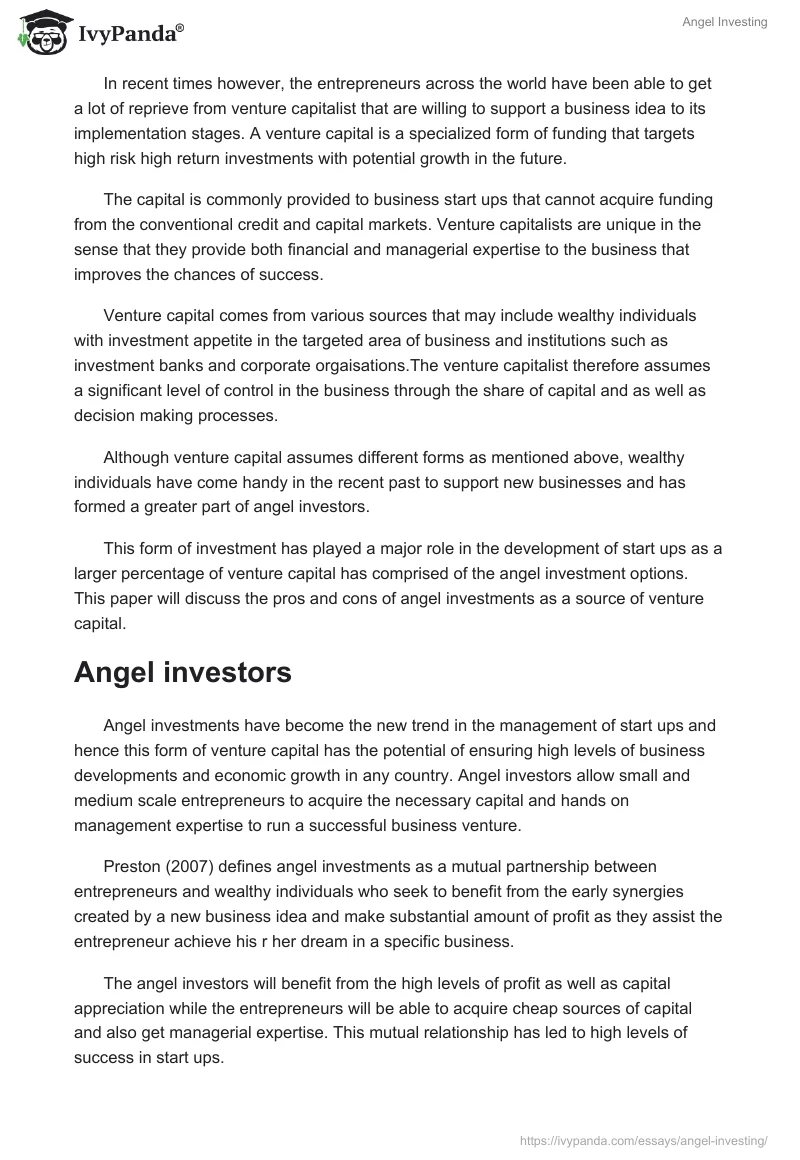Angel Investing. Page 2