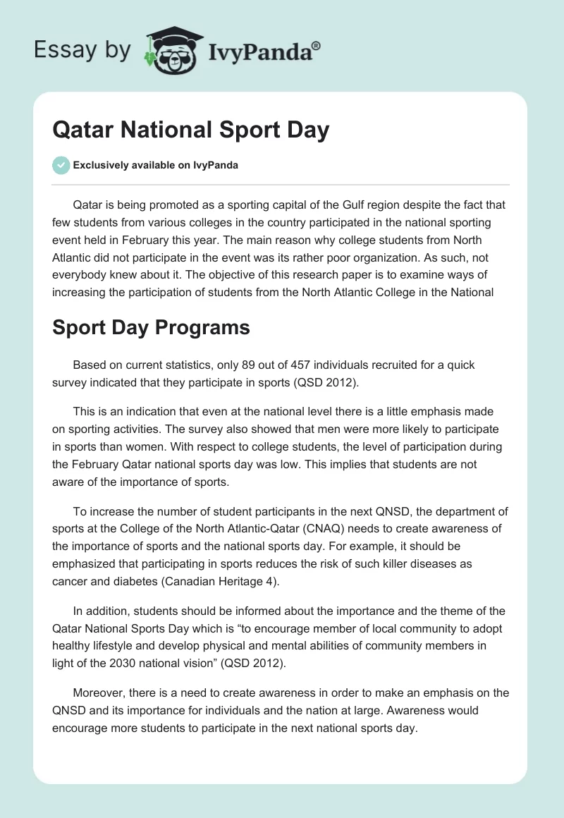 Qatar National Sport Day. Page 1