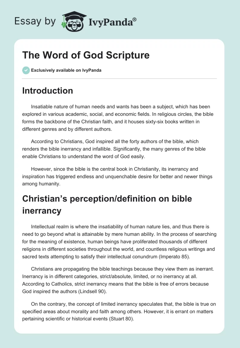 The Word of God Scripture. Page 1