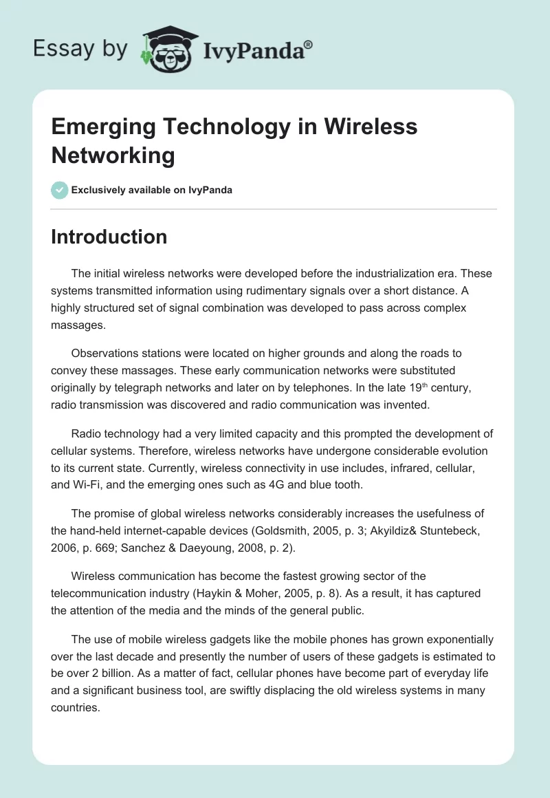 Emerging Technology in Wireless Networking. Page 1