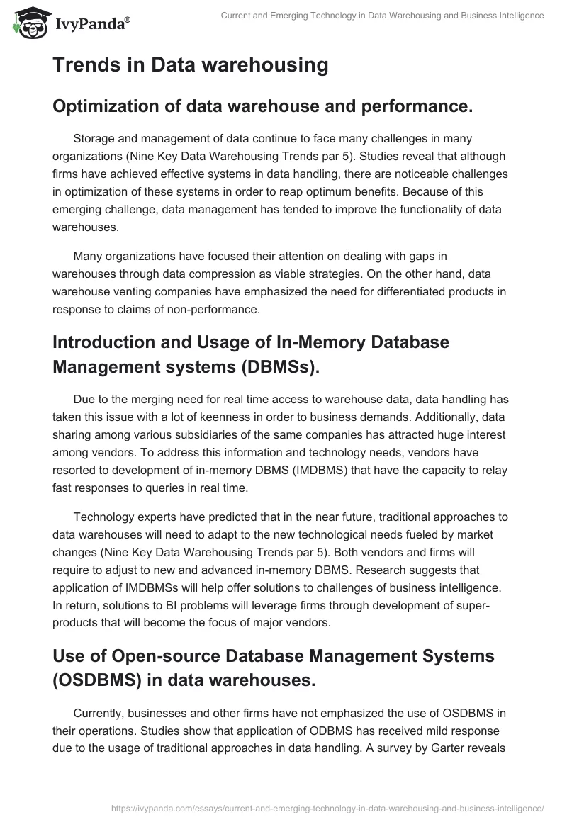 Current and Emerging Technology in Data Warehousing and Business Intelligence. Page 5