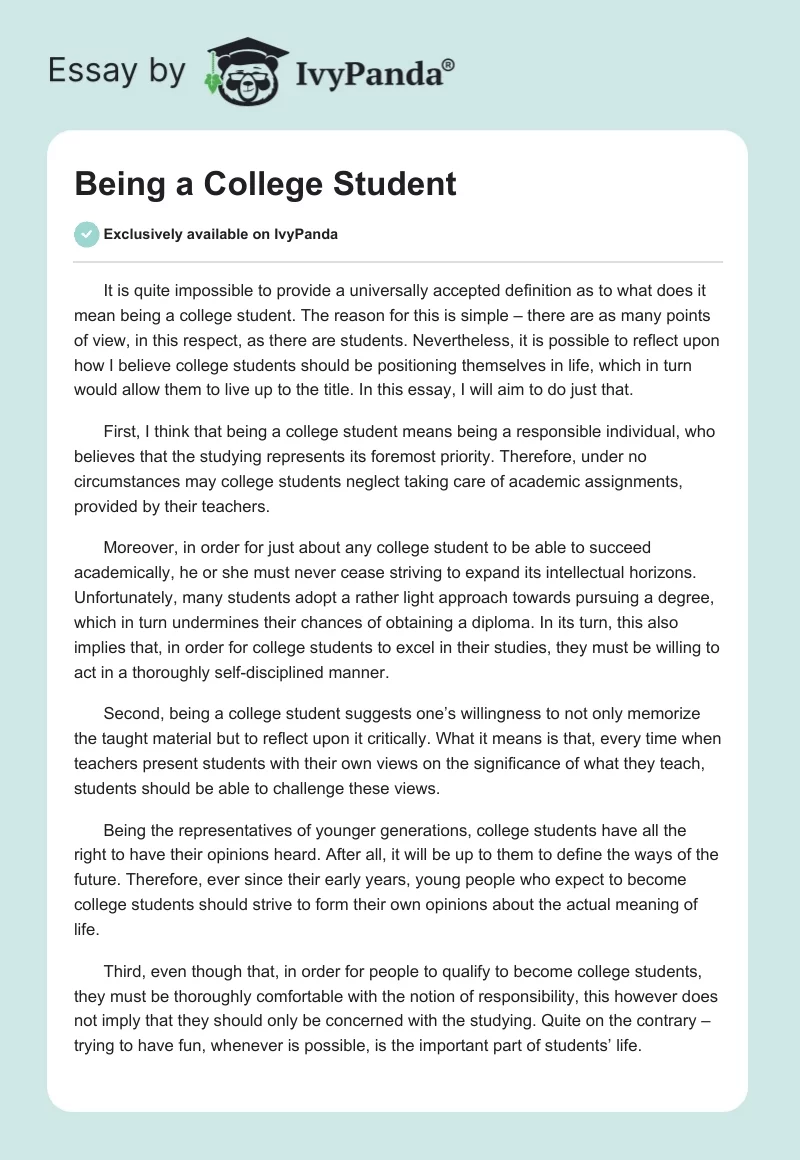 Being a College Student. Page 1