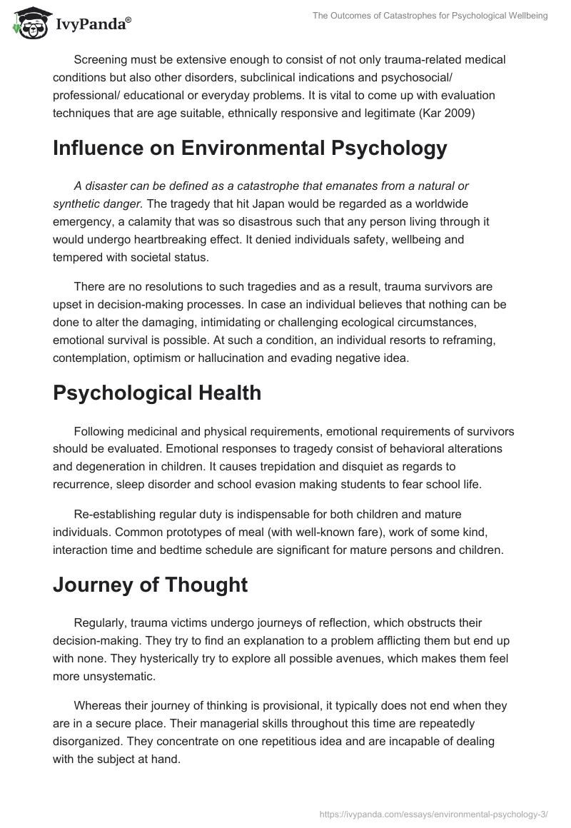 The Outcomes of Catastrophes for Psychological Wellbeing. Page 2