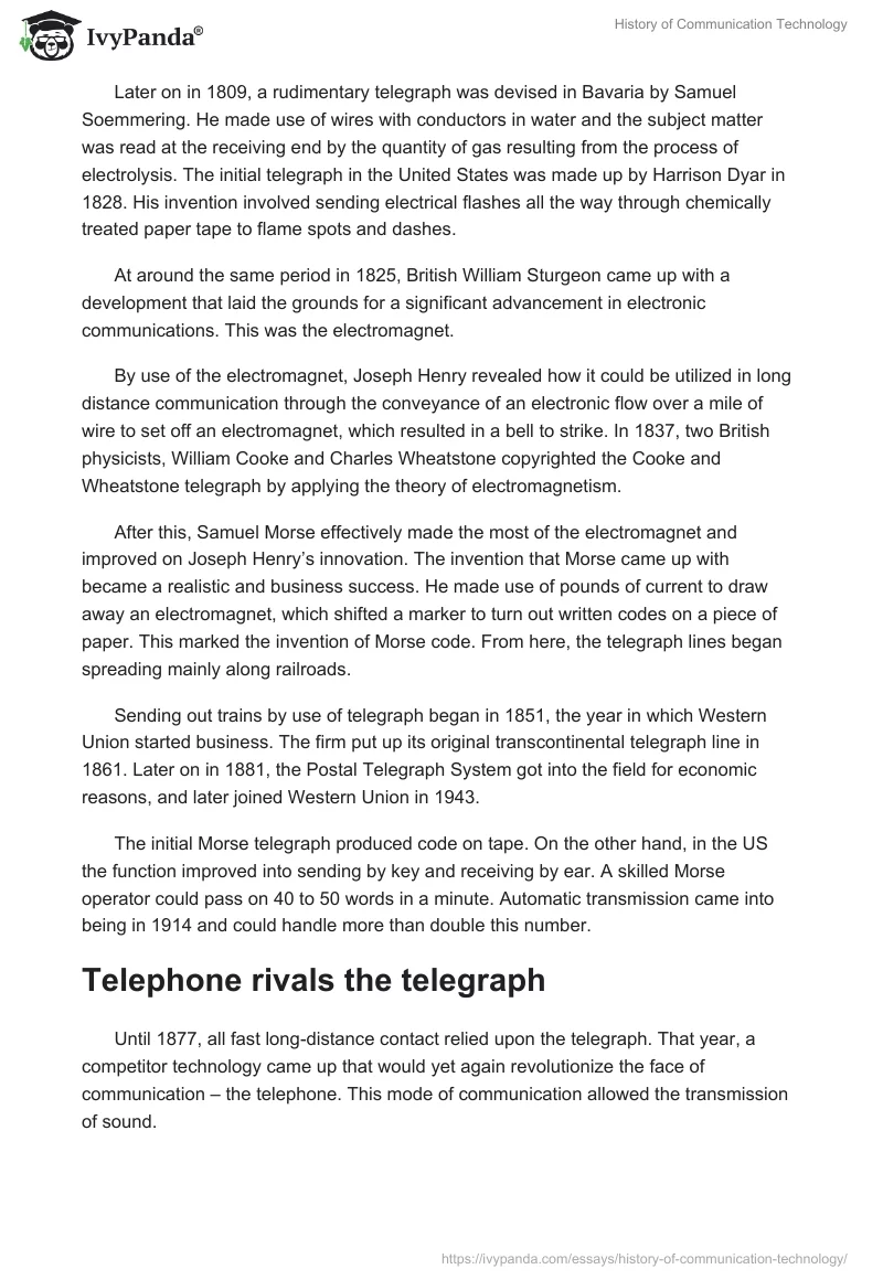 History of Communication Technology. Page 2