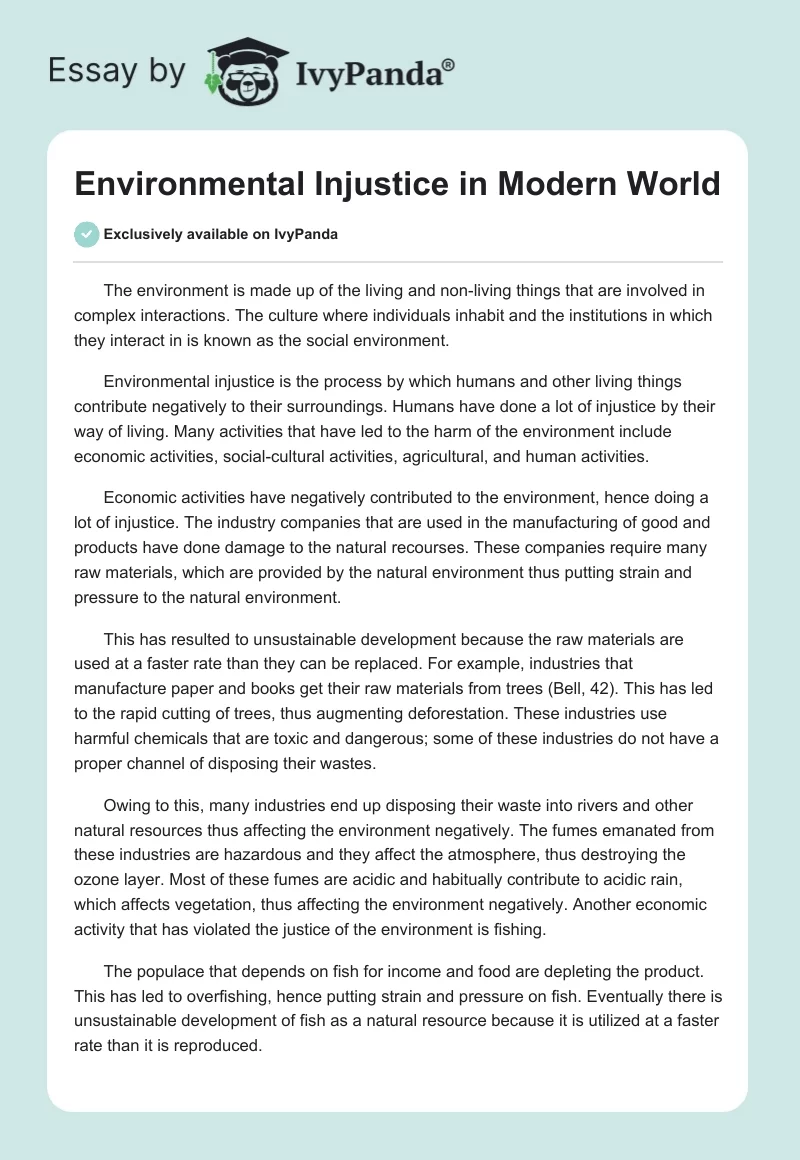 Environmental Injustice in Modern World. Page 1