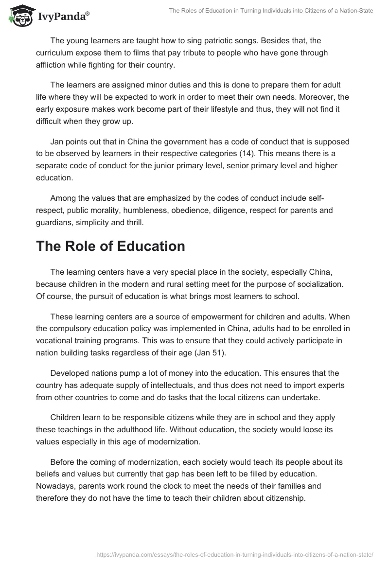 The Roles of Education in Turning Individuals into Citizens of a Nation-State. Page 3
