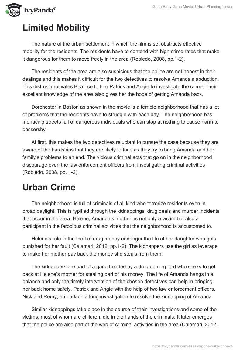 "Gone Baby Gone" Movie: Urban Planning Issues. Page 2
