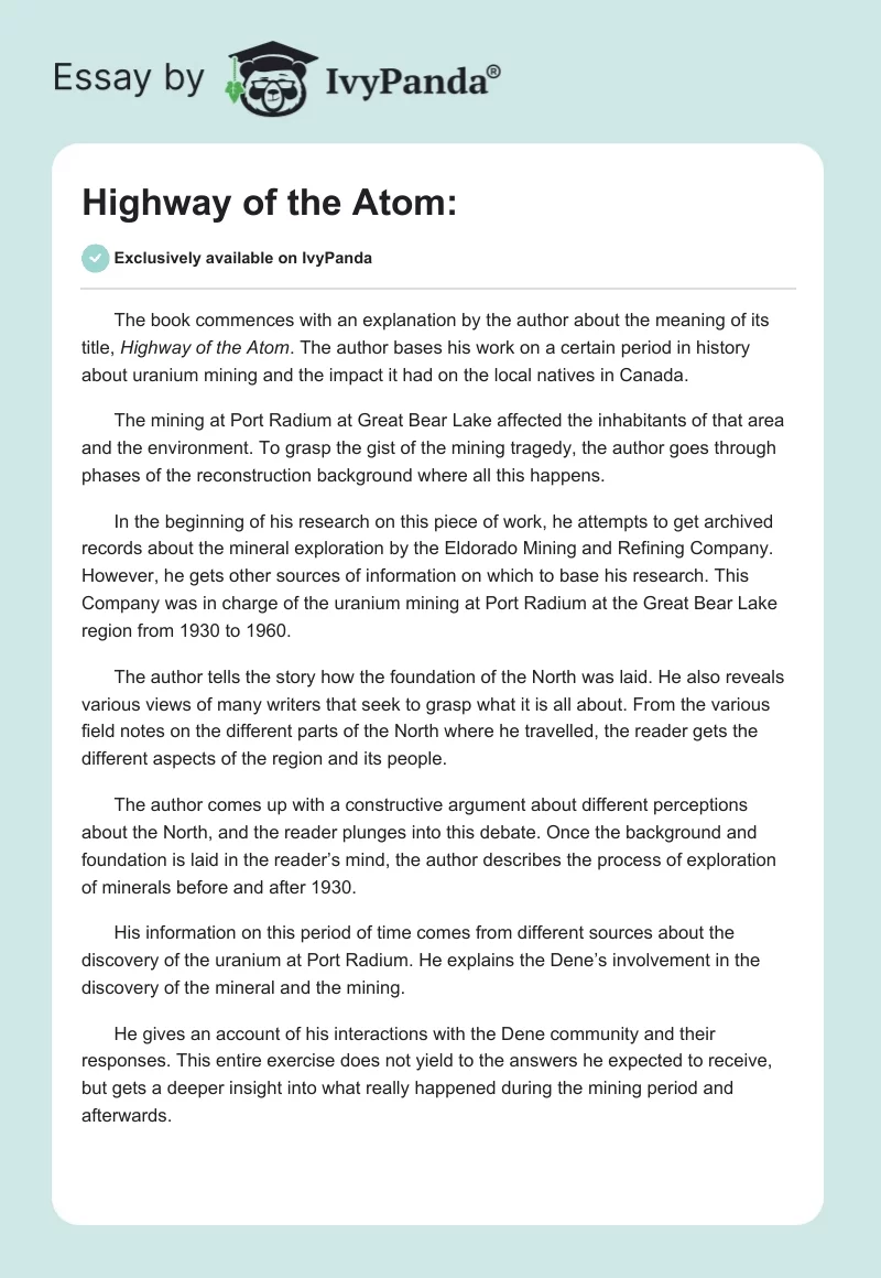Highway of the Atom:. Page 1