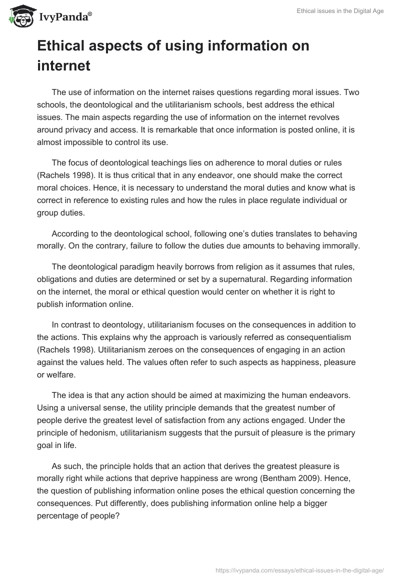 Ethical issues in the Digital Age. Page 3