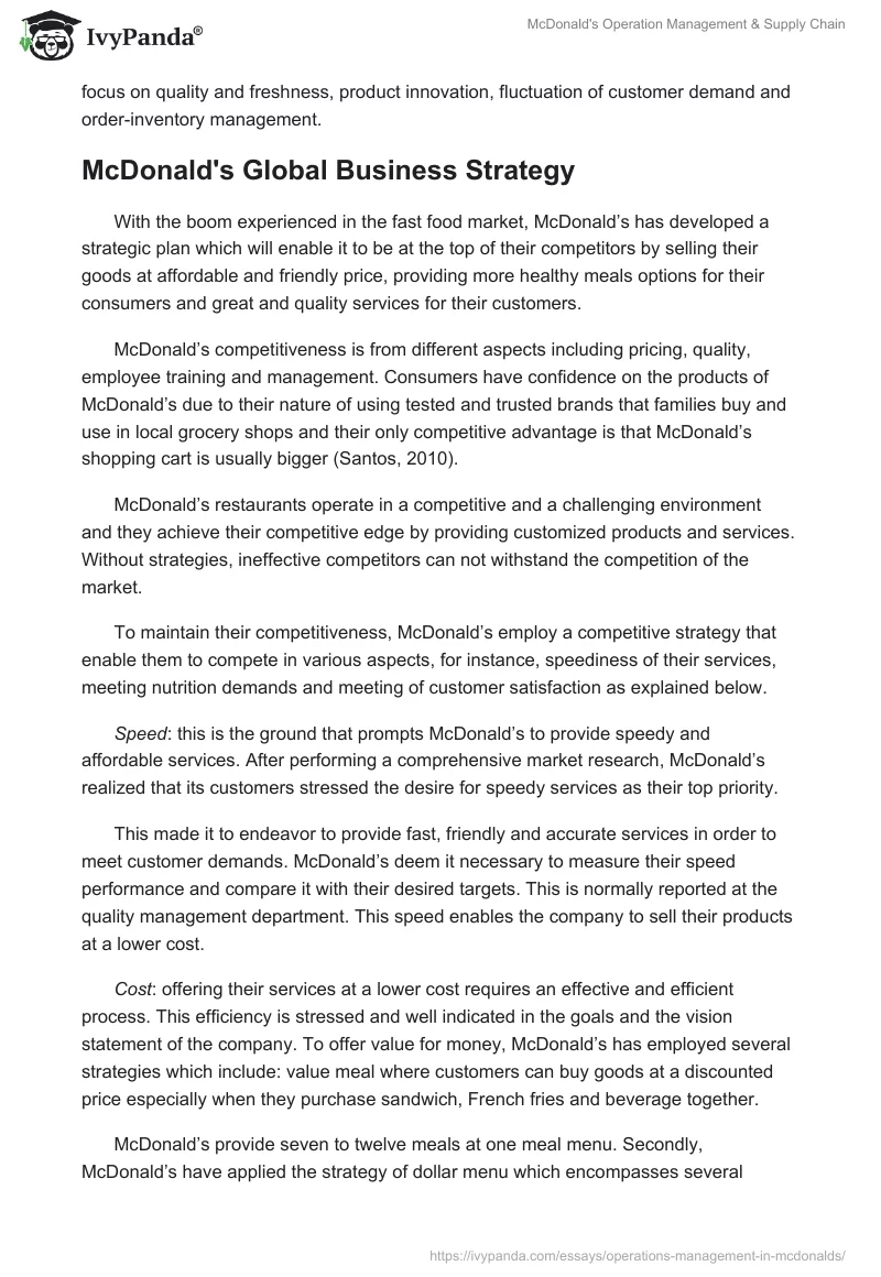 McDonald's Operation Management & Supply Chain. Page 3