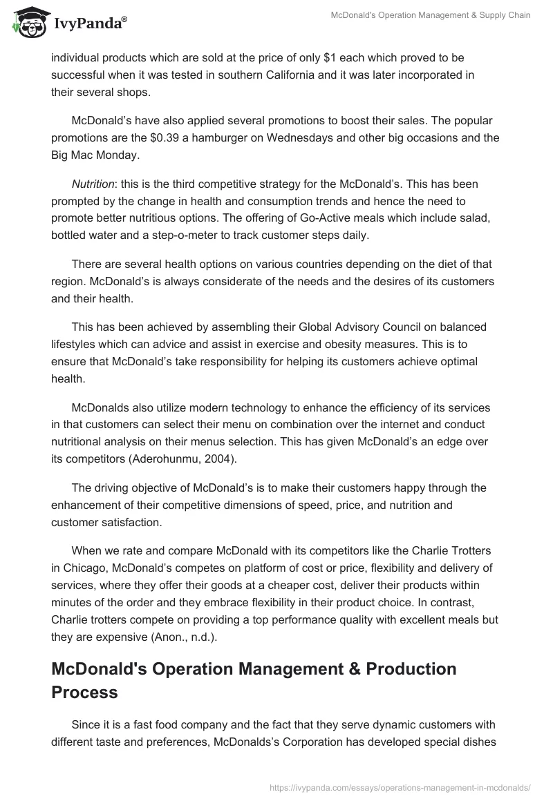 McDonald's Operation Management & Supply Chain. Page 4